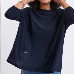 Mersea Catalina oversized poncho sweater navy blue one size